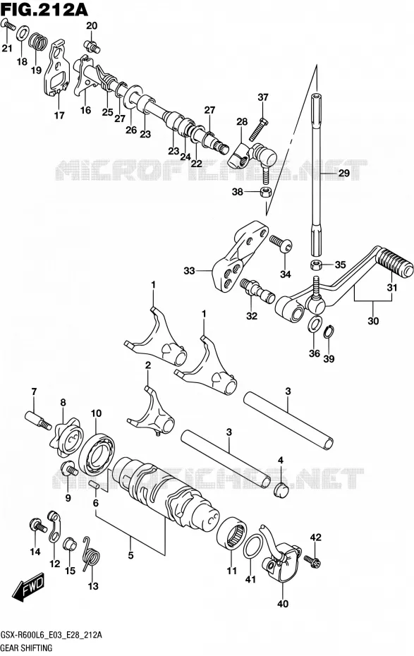 ENSEMBLE SELECTEUR DE VITESSES Suzuki MOTO 600 GSX-R 2016  GSX-R600 L6 (E03,E28,E33)