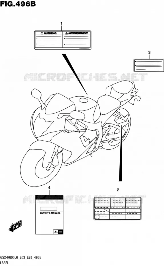 ETIQUETTE (GSX-R600L6 E28) Suzuki MOTO 600 GSX-R 2016  GSX-R600 L6 (E03,E28,E33)