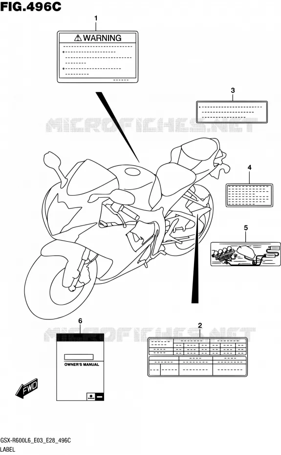 ETIQUETTE (GSX-R600L6 E33) Suzuki MOTO 600 GSX-R 2016  GSX-R600 L6 (E03,E28,E33)