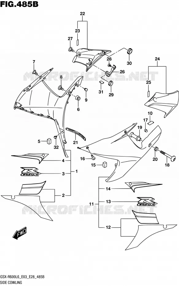 FLANCS DE CARENAGES (AJP) Suzuki MOTO 600 GSX-R 2016  GSX-R600 L6 (E03,E28,E33)