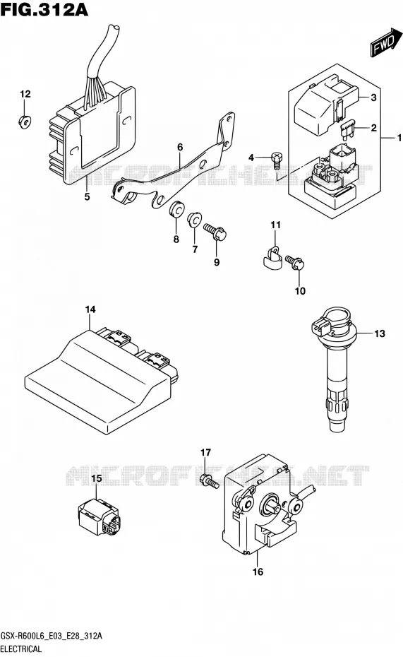 PARTIE ELECTRIQUE (GSX-R600L6 E03) Suzuki MOTO 600 GSX-R 2016  GSX-R600 L6 (E03,E28,E33)