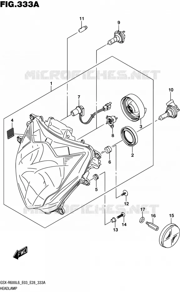 PHARE Suzuki MOTO 600 GSX-R 2016  GSX-R600 L6 (E03,E28,E33)