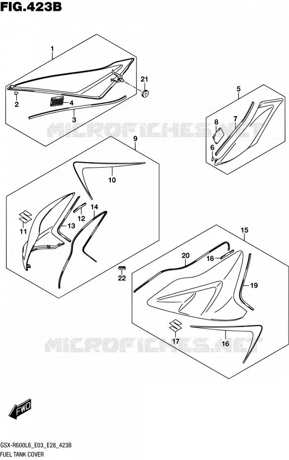 RESERVOIR D'ESSENCE - COUVERCLES (ARB) Suzuki MOTO 600 GSX-R 2016  GSX-R600 L6 (E03,E28,E33)