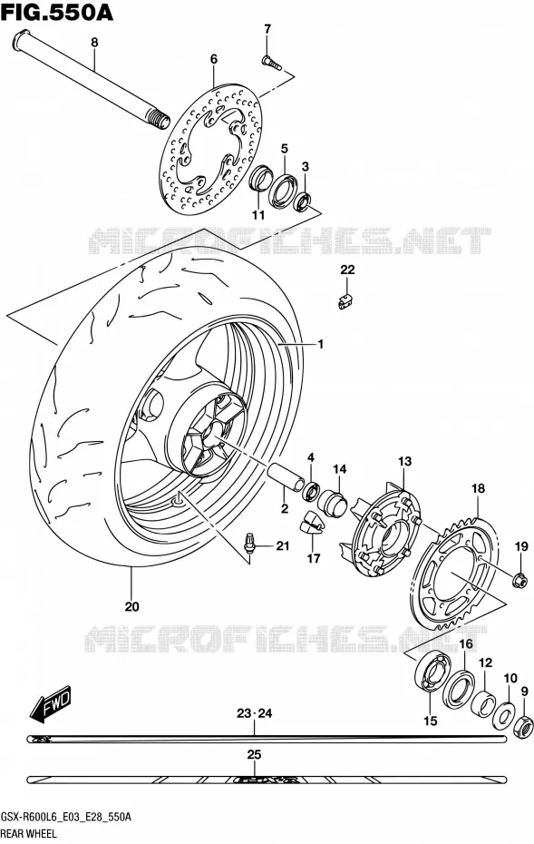 ROUE ARRIERE Suzuki MOTO 600 GSX-R 2016  GSX-R600 L6 (E03,E28,E33)