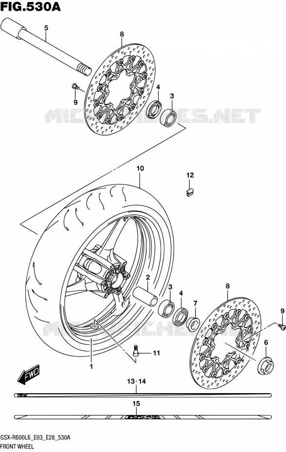 ROUE AVANT Suzuki MOTO 600 GSX-R 2016  GSX-R600 L6 (E03,E28,E33)