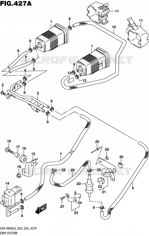 SYSTÈME DE RECYCLAGE VAPEURS CARBURANT (GSX-R600L6 E33) Suzuki MOTO 600 GSX-R 2016  GSX-R600 L6 (E03,E28,E33)