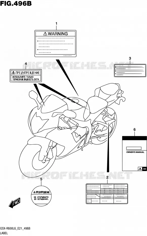 ETIQUETTE (GSX-R600UFL6 E21) Suzuki MOTO 600 GSX-R 2016  GSX-R600 L6 (E21)