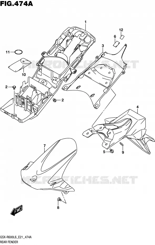 GARDE BOUE ARRIERE Suzuki MOTO 600 GSX-R 2016  GSX-R600 L6 (E21)