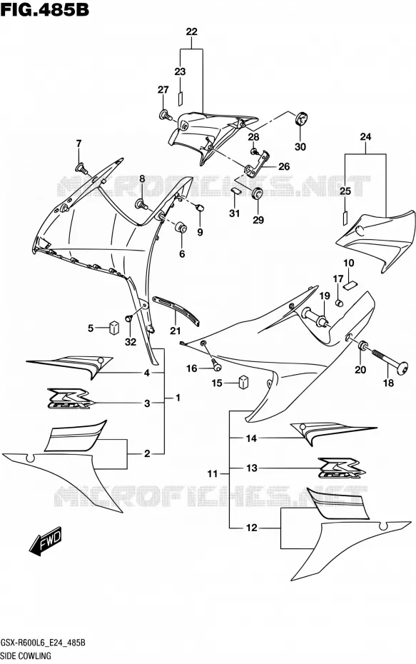 FLANCS DE CARENAGES (AJP) Suzuki MOTO 600 GSX-R 2016  GSX-R600 L6 (E24)