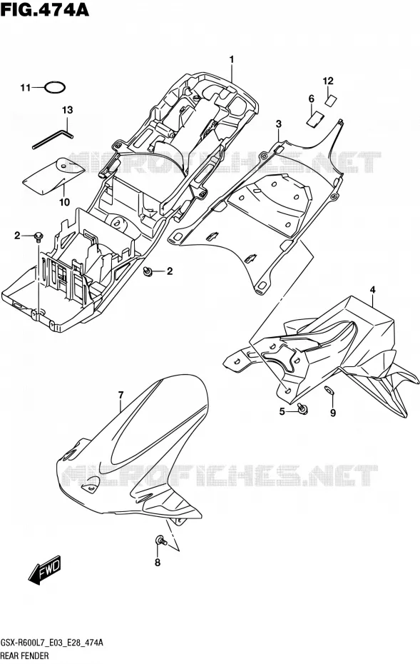 GARDE BOUE ARRIERE Suzuki MOTO 600 GSX-R 2017  GSX-R600 L7 (E03,E28,E33)