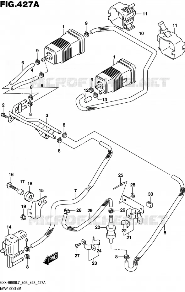 SYSTÈME DE RECYCLAGE VAPEURS CARBURANT (GSX-R600L7 E33) Suzuki MOTO 600 GSX-R 2017  GSX-R600 L7 (E03,E28,E33)