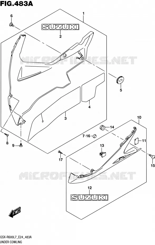 CARENAGES INFERIEUR (FLANCS) Suzuki MOTO 600 GSX-R 2017  GSX-R600 L7 (E24)