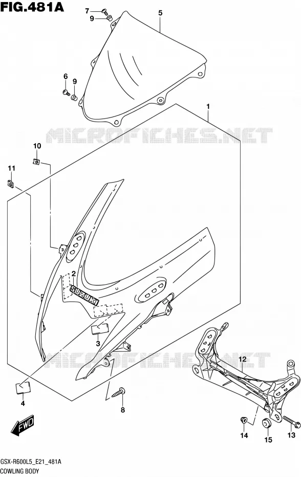 CARENAGES - ETIQUETTES Suzuki MOTO 600 GSX-R 2015  GSX-R600UF L5 (E21)