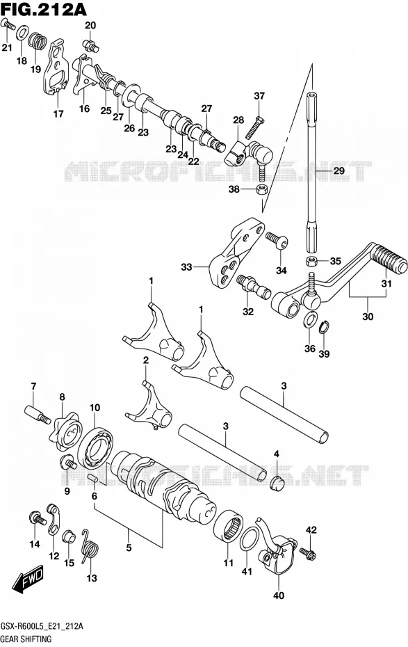 ENSEMBLE SELECTEUR DE VITESSES Suzuki MOTO 600 GSX-R 2015  GSX-R600UF L5 (E21)