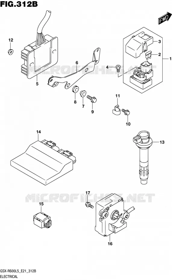 PARTIE ELECTRIQUE (GSX-R600UFL5 E21) Suzuki MOTO 600 GSX-R 2015  GSX-R600UF L5 (E21)