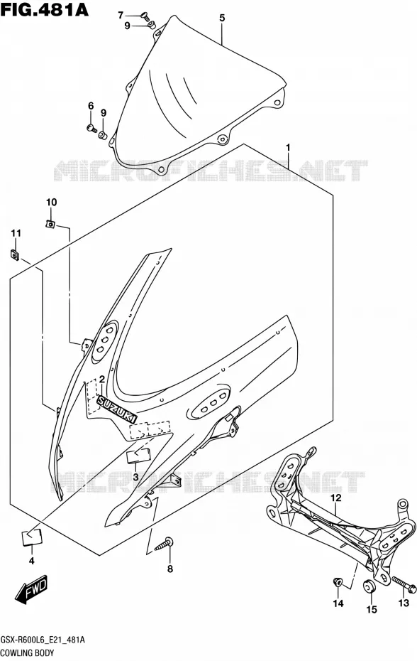 CARENAGES - ETIQUETTES Suzuki MOTO 600 GSX-R 2016  GSX-R600UF L6 (E21)
