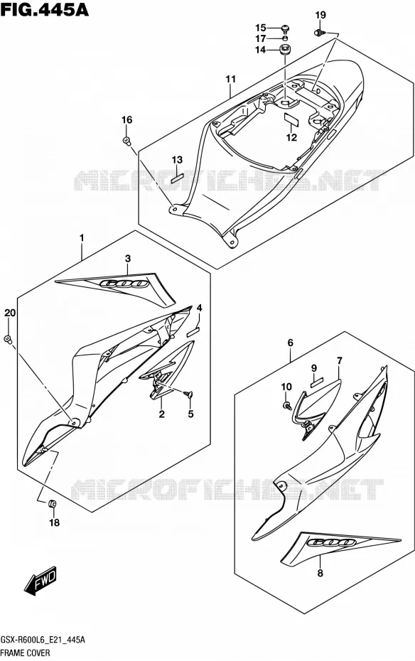 CARENAGES ARRIERE (YSF) Suzuki MOTO 600 GSX-R 2016  GSX-R600UF L6 (E21)