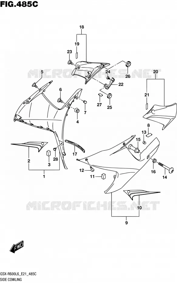 FLANCS DE CARENAGES (ARB) Suzuki MOTO 600 GSX-R 2016  GSX-R600UF L6 (E21)