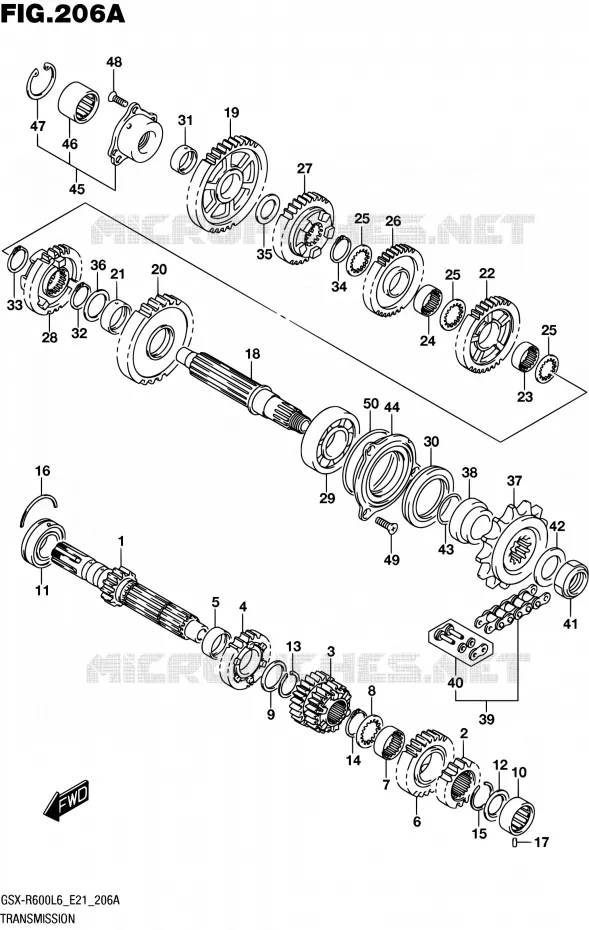 TRANSMISSION Suzuki MOTO 600 GSX-R 2016  GSX-R600UF L6 (E21)