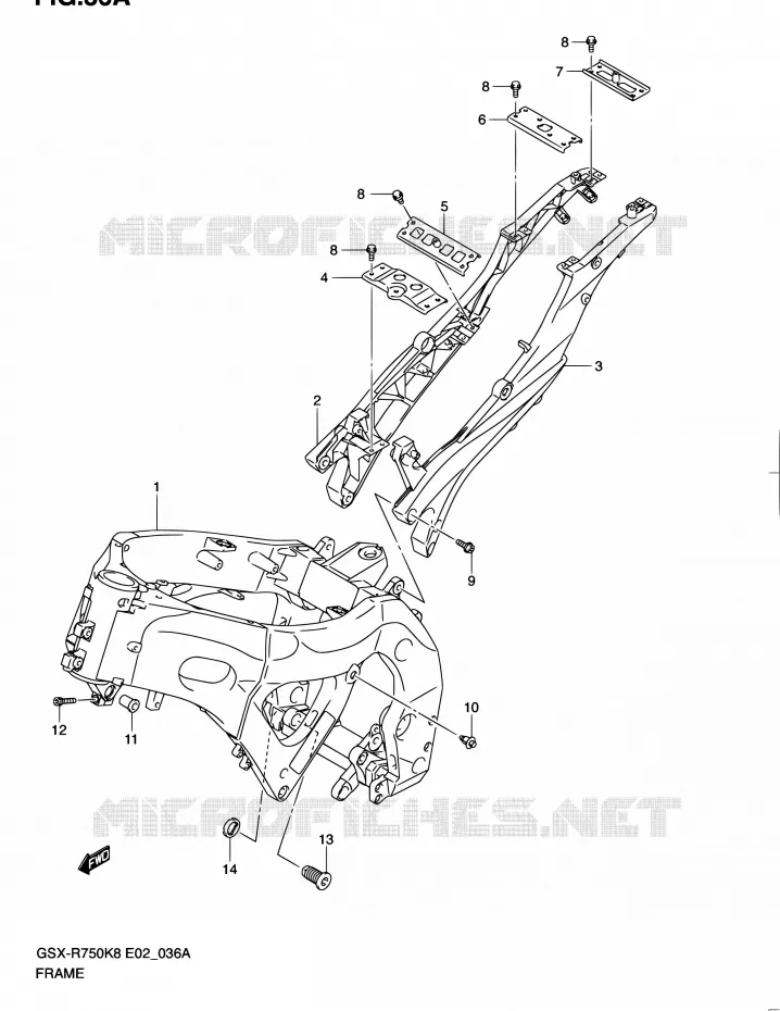 CADRE (MODEL L0) Suzuki MOTO 750 GSX-R 2010  GSX-R750 L0 (E02,E19)