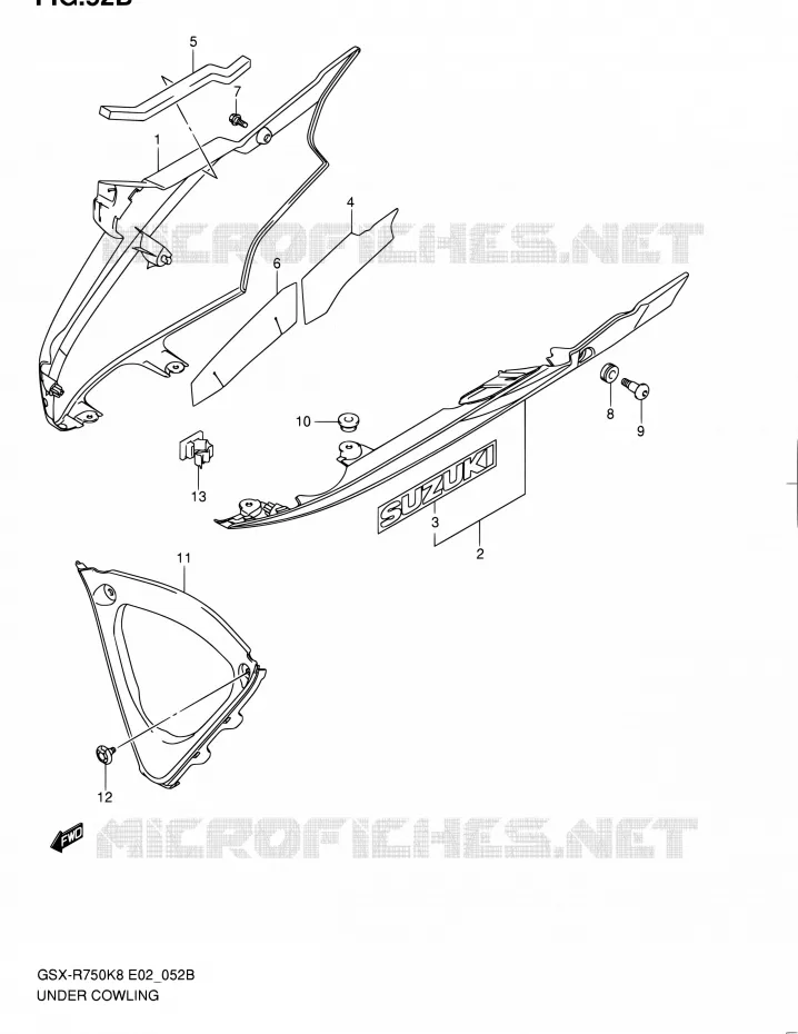 CARENAGES INFERIEUR (FLANCS) (MODEL L0) Suzuki MOTO 750 GSX-R 2010  GSX-R750 L0 (E02,E19)