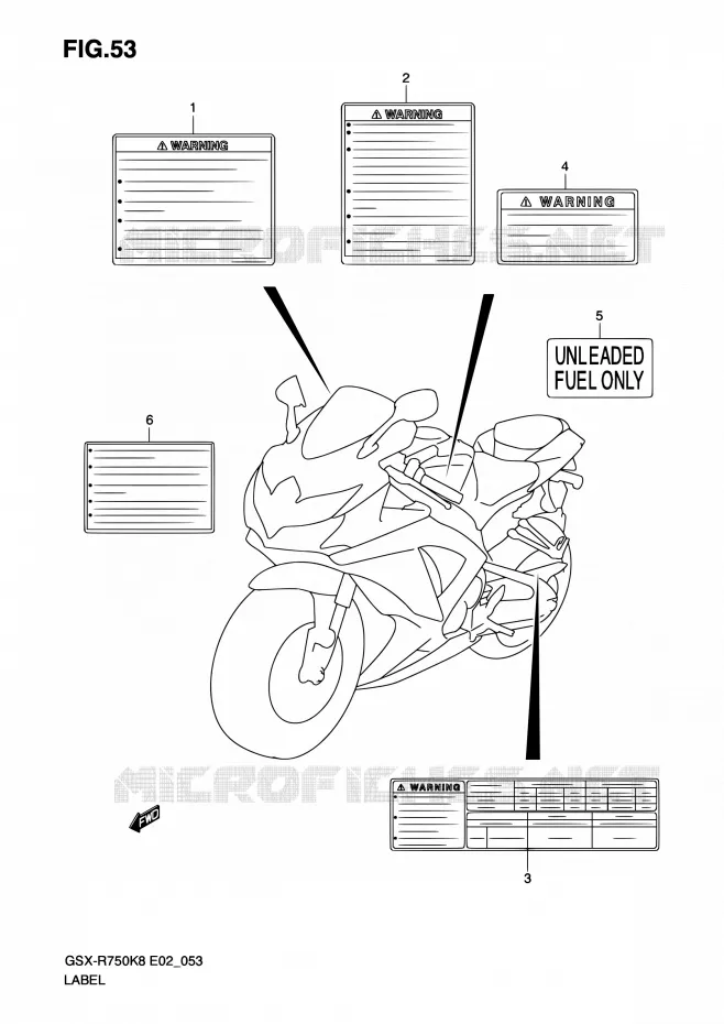 ETIQUETTE Suzuki MOTO 750 GSX-R 2010  GSX-R750 L0 (E02,E19)