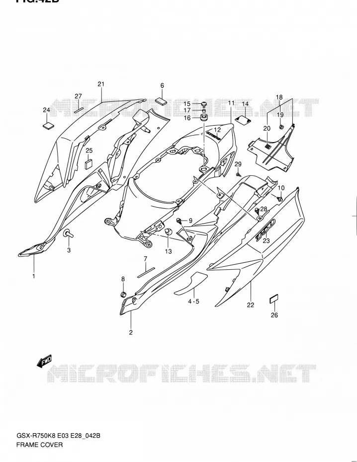 CARENAGES ARRIERE (MODEL L0) Suzuki MOTO 750 GSX-R 2010  GSX-R750 L0 (E03,E28,E33)