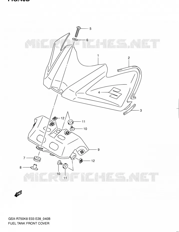 COUVRE RESERVOIR (MODEL L0) Suzuki MOTO 750 GSX-R 2010  GSX-R750 L0 (E03,E28,E33)
