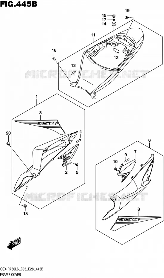 CARENAGES ARRIERE (AJP) Suzuki MOTO 750 GSX-R 2016  GSX-R750 L6 (E03,E28,E33)