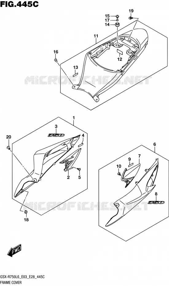 CARENAGES ARRIERE (KGL) Suzuki MOTO 750 GSX-R 2016  GSX-R750 L6 (E03,E28,E33)