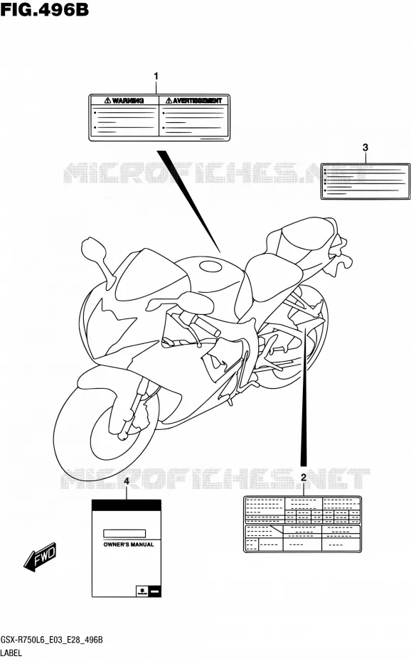 ETIQUETTE (GSX-R750L6 E28) Suzuki MOTO 750 GSX-R 2016  GSX-R750 L6 (E03,E28,E33)