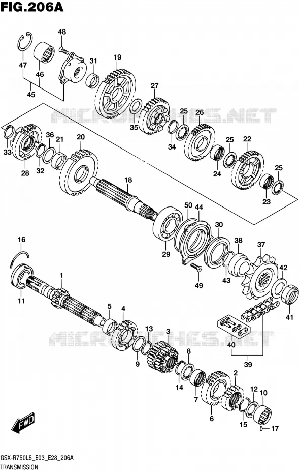 TRANSMISSION Suzuki MOTO 750 GSX-R 2016  GSX-R750 L6 (E03,E28,E33)
