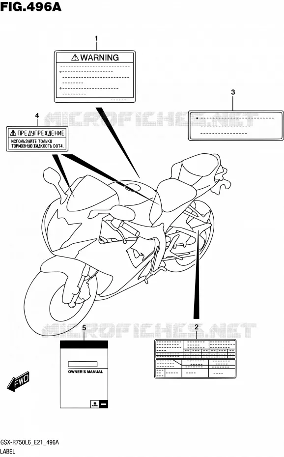 ETIQUETTE Suzuki MOTO 750 GSX-R 2016  GSX-R750 L6 (E21)