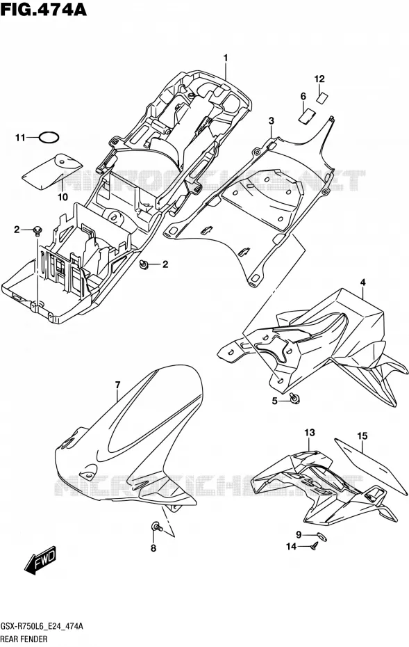 GARDE BOUE ARRIERE Suzuki MOTO 750 GSX-R 2016  GSX-R750 L6 (E24)