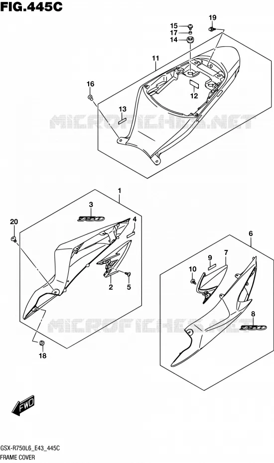 CARENAGES ARRIERE (KGL) Suzuki MOTO 750 GSX-R 2016  GSX-R750 L6 (E43)