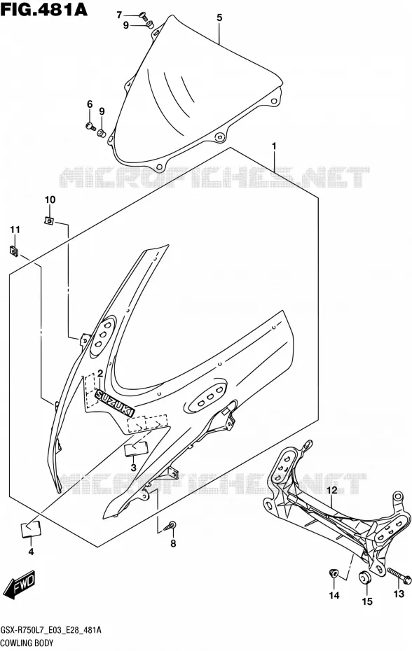 CARENAGES - ETIQUETTES Suzuki MOTO 750 GSX-R 2017  GSX-R750 L7 (E03,E28,E33)
