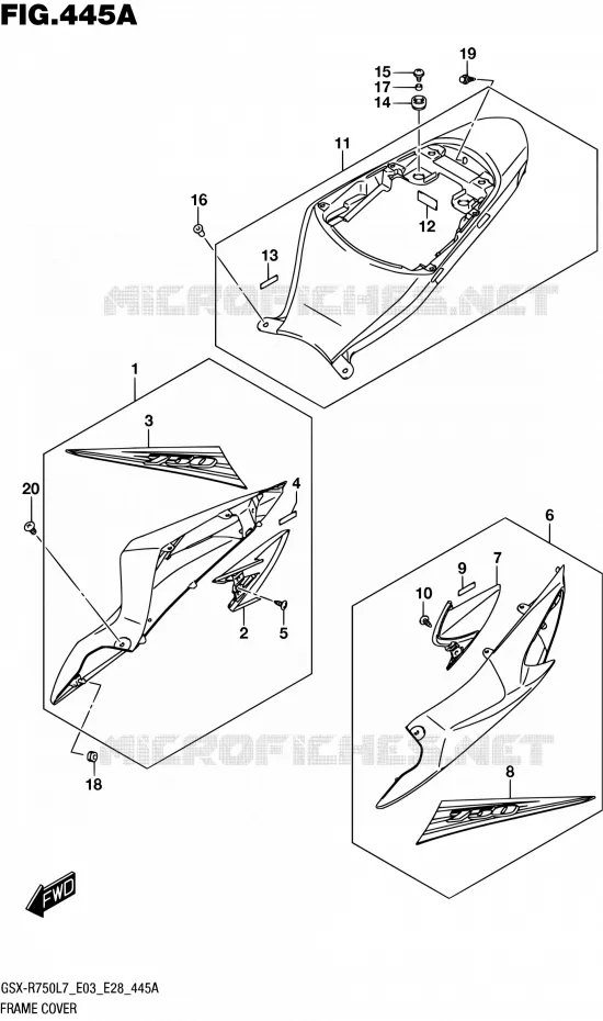 CARENAGES ARRIERE (YSF) Suzuki MOTO 750 GSX-R 2017  GSX-R750 L7 (E03,E28,E33)