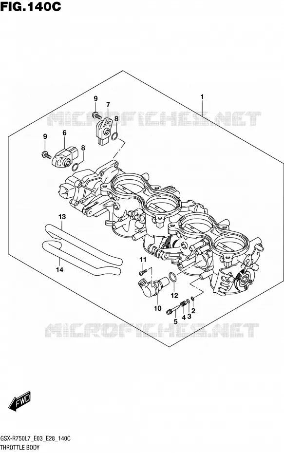 CORPS DE PAPILLON (GSX-R750L7 E33) Suzuki MOTO 750 GSX-R 2017  GSX-R750 L7 (E03,E28,E33)