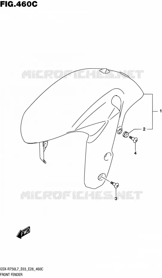 GARDE BOUE AVANT (GSX-R750L7 E33) Suzuki MOTO 750 GSX-R 2017  GSX-R750 L7 (E03,E28,E33)