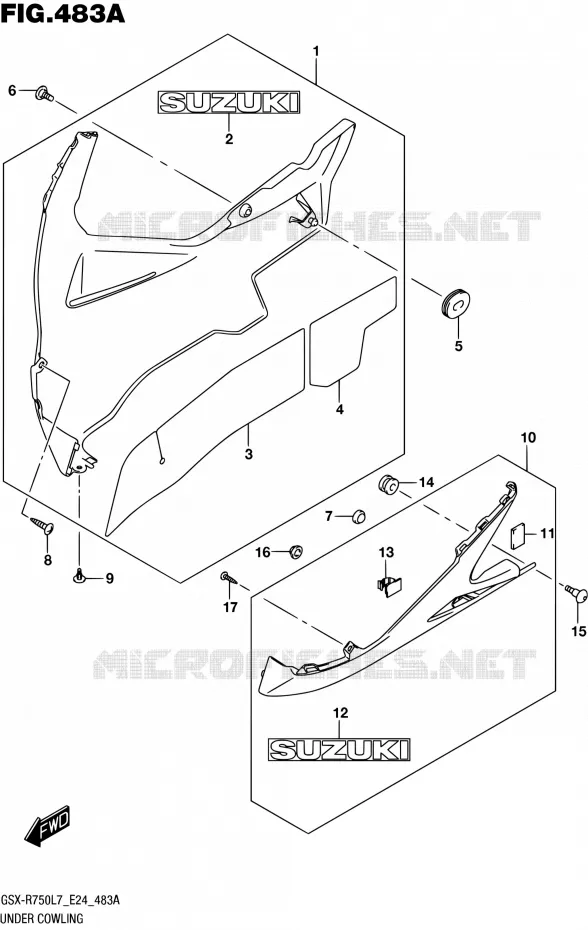 CARENAGES INFERIEUR (FLANCS) Suzuki MOTO 750 GSX-R 2017  GSX-R750 L7 (E24)