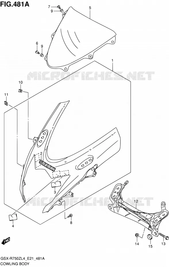 CARENAGES - ETIQUETTES Suzuki MOTO 750 GSX-R 2014  GSX-R750ZUF L4 (E21)
