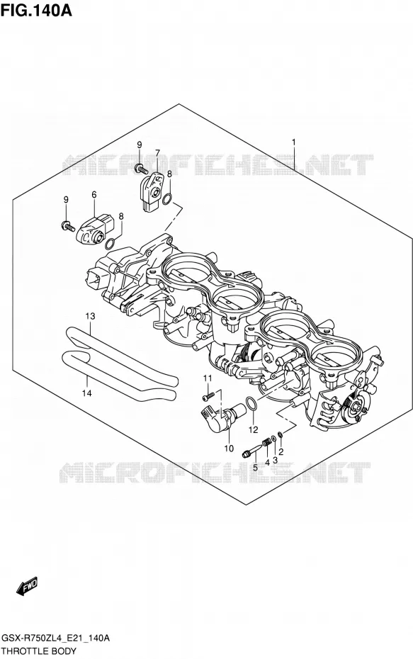 CORPS DE PAPILLON Suzuki MOTO 750 GSX-R 2014  GSX-R750ZUF L4 (E21)