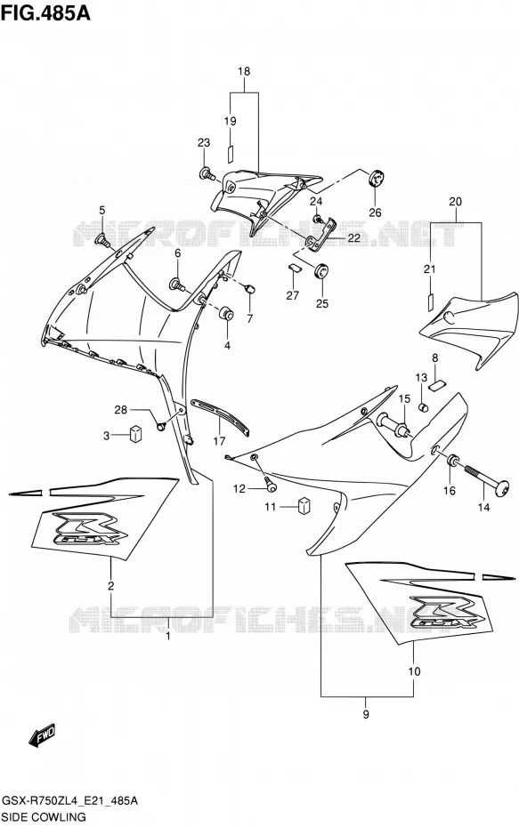 FLANCS DE CARENAGES Suzuki MOTO 750 GSX-R 2014  GSX-R750ZUF L4 (E21)