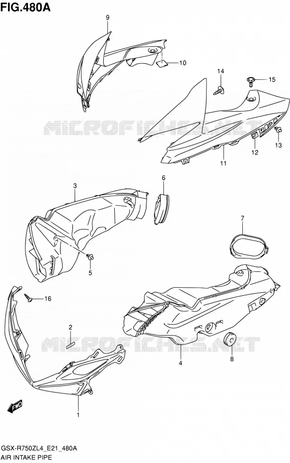 PRISE D AIR Suzuki MOTO 750 GSX-R 2014  GSX-R750ZUF L4 (E21)