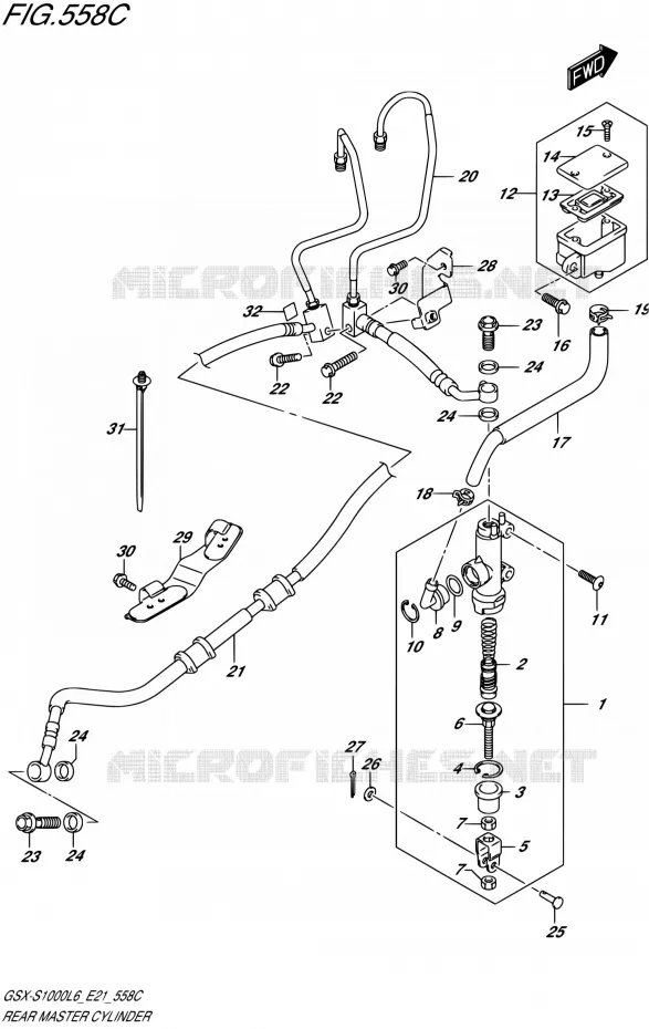 MAITRE CYLINDRE ARRIERE (GSX-S1000AL6 E21) Suzuki MOTO 1000 GSX-S 2016  GSX-S1000A L6 (E21)