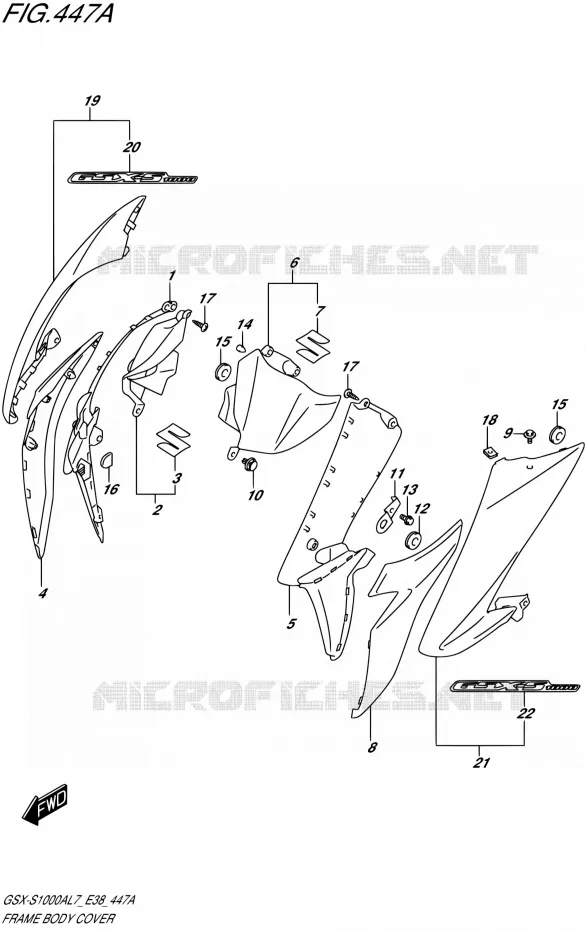 CARENAGES (PGZ,AV4) Suzuki MOTO 1000 GSX-S 2017  GSX-S1000A L7 (E38)