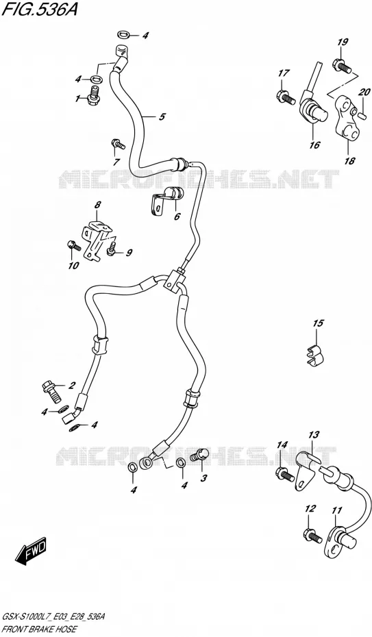 DURITE DE FREIN AVANT (GSX-S1000L7 E33) Suzuki MOTO 1000 GSX-S 2017  GSX-S1000 L7 (E33)