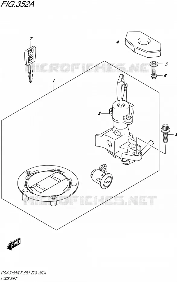 KIT SERRURE (GSX-S1000L7 E33) Suzuki MOTO 1000 GSX-S 2017  GSX-S1000 L7 (E33)