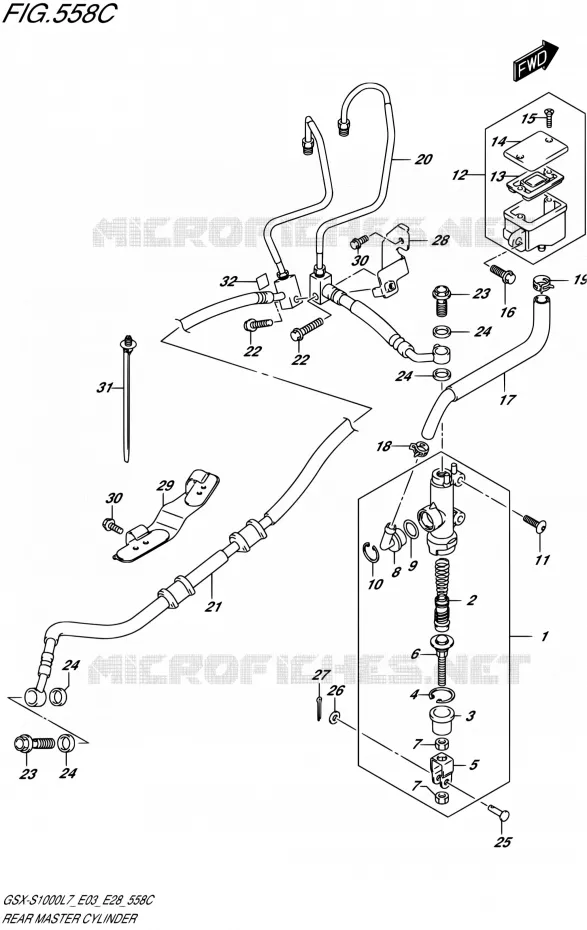 MAITRE CYLINDRE ARRIERE (GSX-S1000AL7 E28) Suzuki MOTO 1000 GSX-S 2017  GSX-S1000 L7 (E33)