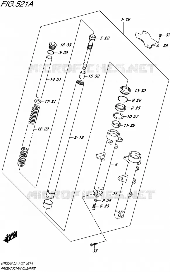 FOURCHE Suzuki MOTO 250 INAZUMA 1992  GW250F L5 (P03,P28,P33)